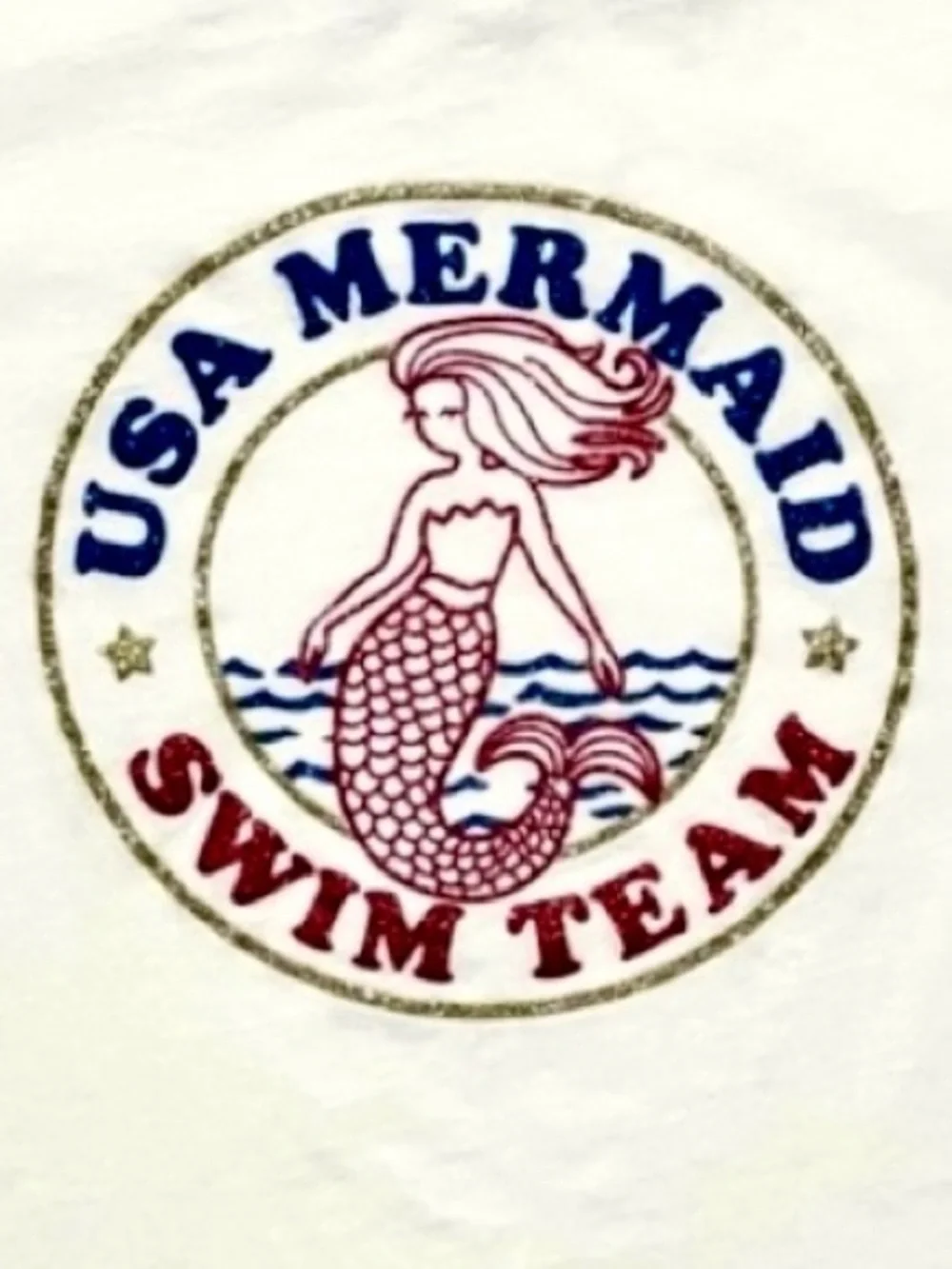 OshKosh Girls USA Mermaid Glitter Tee White 12 EUC